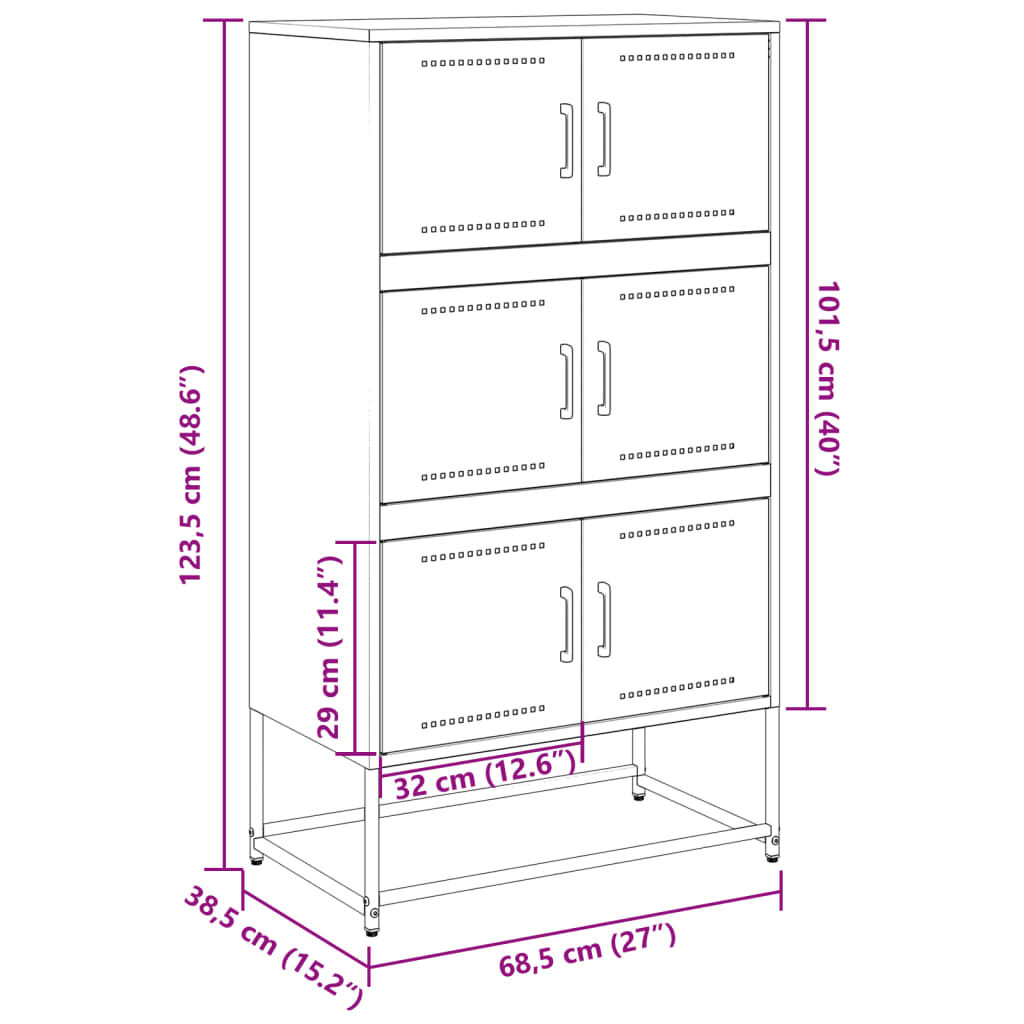vidaXL Ντουλάπι Λευκό 68,5x38,5x123,5 εκ. από Ατσάλι