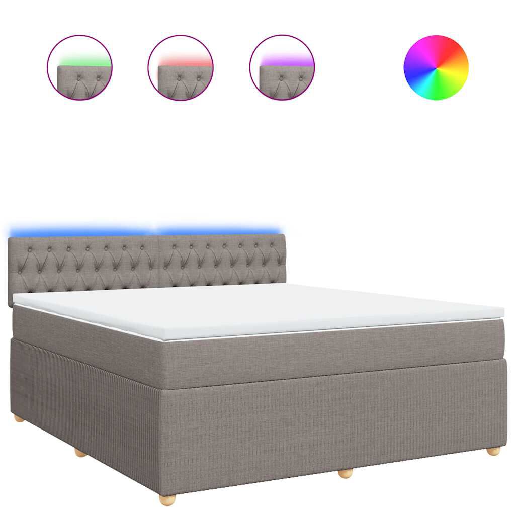 vidaXL Κρεβάτι Boxspring με Στρώμα Taupe 180x200 εκ. Υφασμάτινο