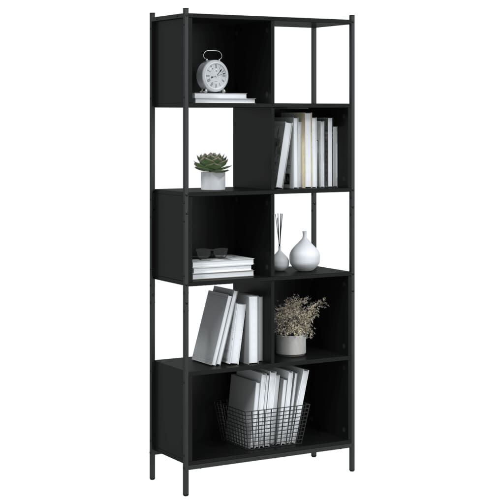 vidaXL Βιβλιοθήκη Μαύρη 72 x 28 x 172 εκ. από Επεξεργασμένο Ξύλο