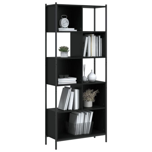 vidaXL Βιβλιοθήκη Μαύρη 72 x 28 x 172 εκ. από Επεξεργασμένο Ξύλο