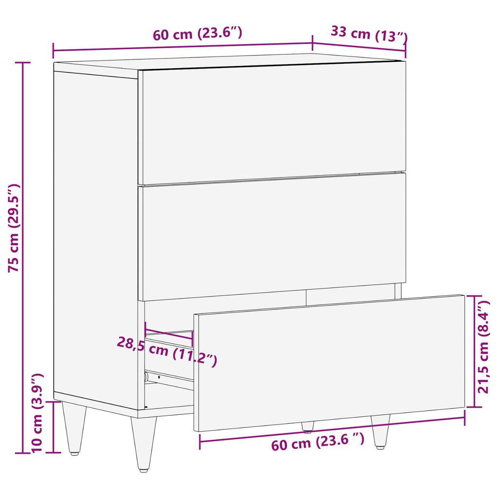 vidaXL Σαλονάκι 60x33x75 εκ Μασίφ Ξύλο Μάνγκο