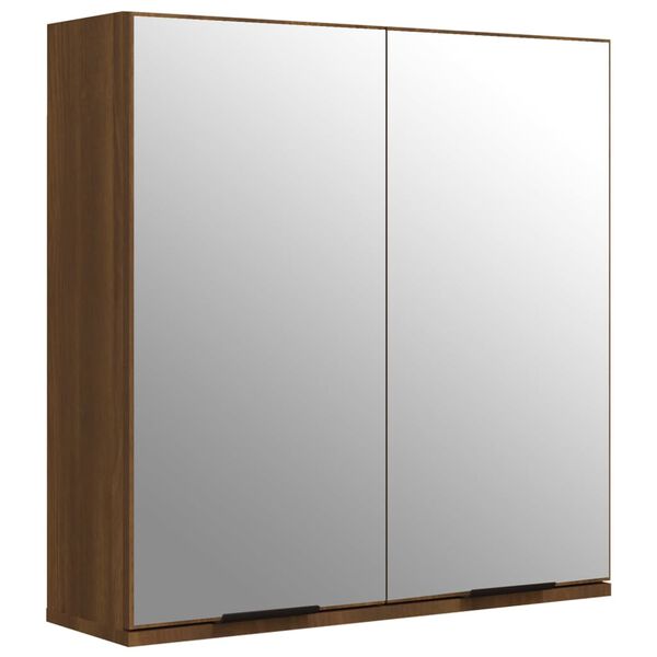vidaXL Ντουλάπι Μπάνιου με Καθρέφτη Καφέ δρυς 64 x 20 x 67 εκ.