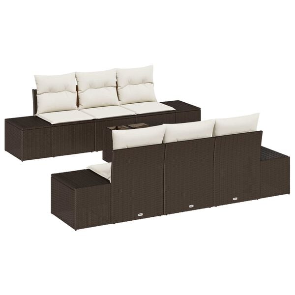 vidaXL Σετ Καναπέ Κήπου 7 pcs Καφέ Πολυ ράταν