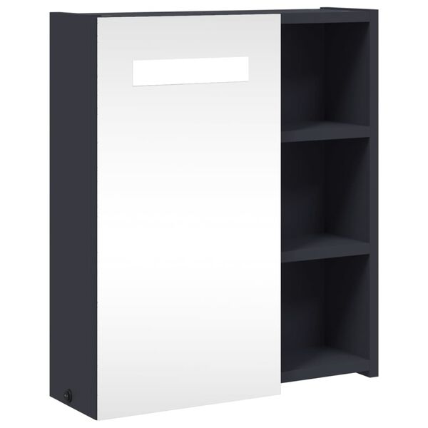 vidaXL Καθρέφτης Μπάνιου με Ντουλάπι & LED Ανοιχτό Γκρι 45x13x52 εκ.