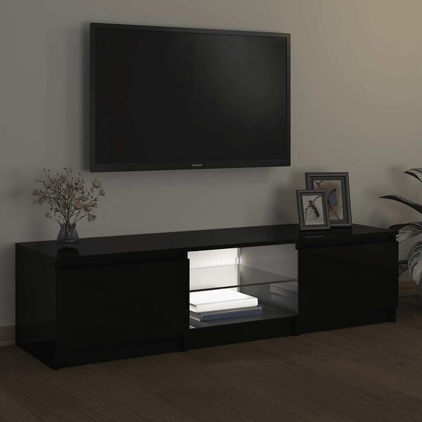 vidaXL Έπιπλο Τηλεόρασης με LED Μαύρο 140x40x36 εκ.