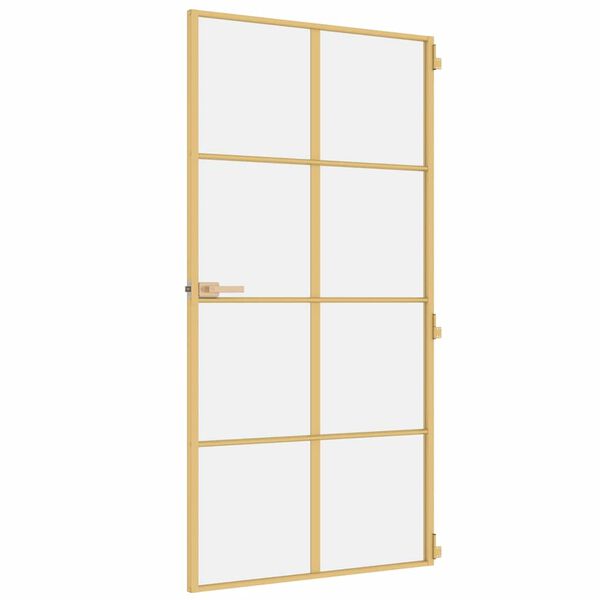 vidaXL Εσωτερική Πόρτα Χρυσή 102,5x201,5 εκ. Ψημένο Γυαλί & Αλουμίνιο