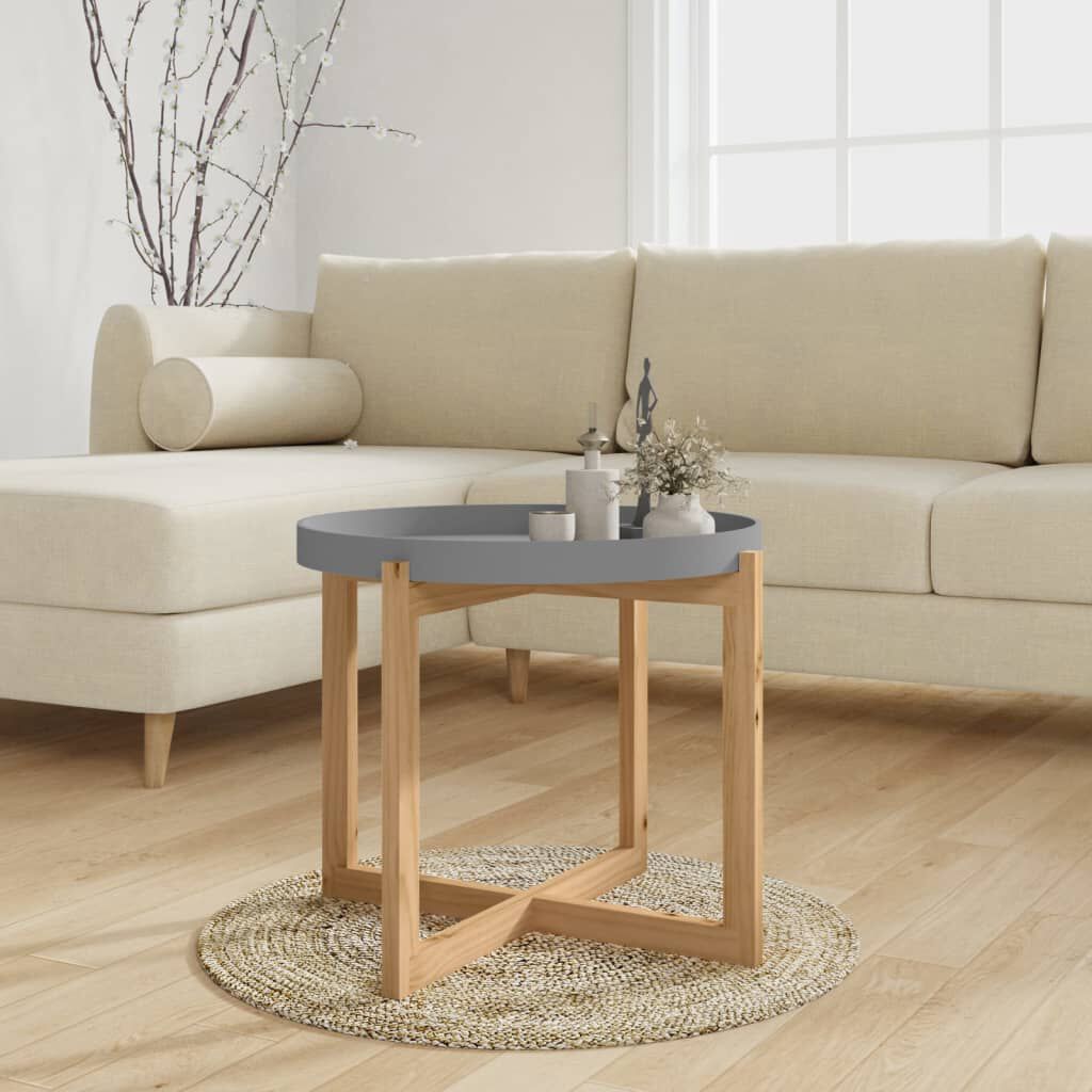 vidaXL Τραπεζάκι Σαλονιού Γκρι 53x53x43,5 εκ. Επεξ. Ξύλο&Μασίφ Πεύκο