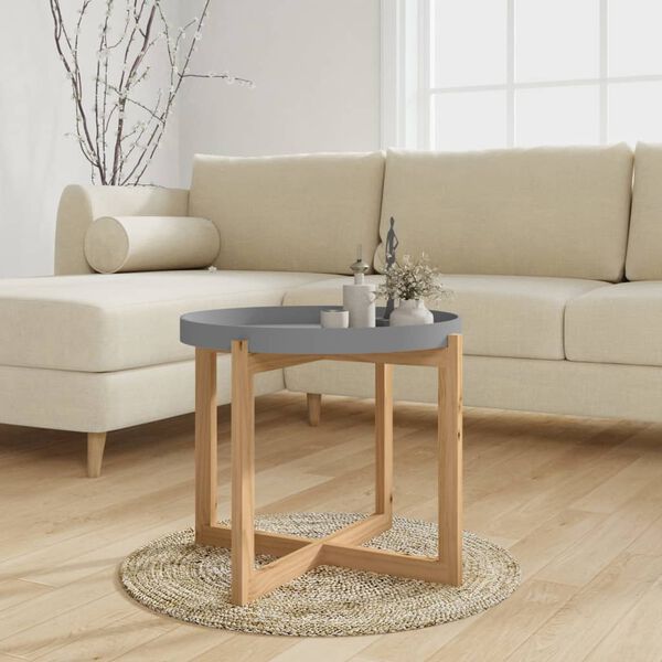 vidaXL Τραπεζάκι Σαλονιού Γκρι 53x53x43,5 εκ. Επεξ. Ξύλο&Μασίφ Πεύκο