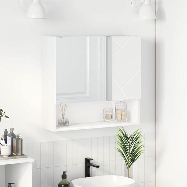 vidaXL Ντουλάπα Καθρέφτη Λευκό 59 x 17 x 55 cm Επεξεργασμένο ξύλο