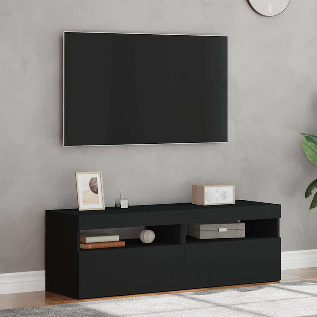 vidaXL Έπιπλα Τηλεόρασης με LED 2 τεμ. Μαύρα 60 x 35 x 40 εκ.