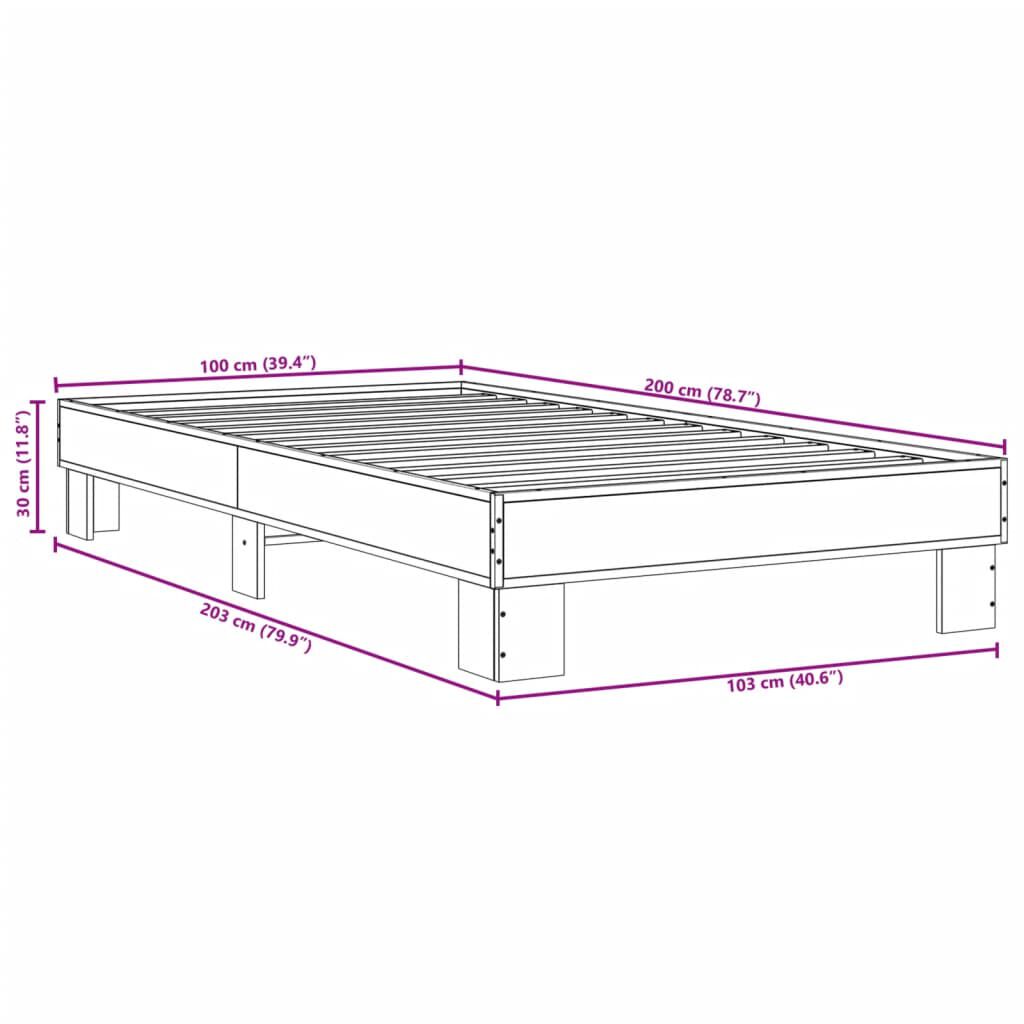vidaXL Πλαίσιο Κρεβατιού Γκρι Sonoma 100x200 εκ. Επεξ. Ξύλο & Μέταλλο
