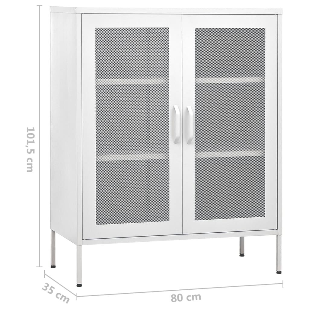 vidaXL Ντουλάπι Αποθήκευσης Λευκό 80 x 35 x 101,5 εκ. Ατσάλινο