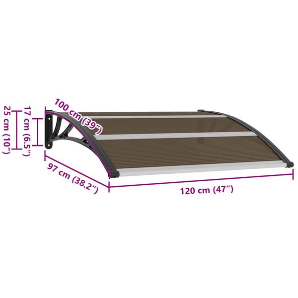 vidaXL Στέγαστρο Πόρτας Μαύρο 120 x 100 εκ. Πολυανθρακικό