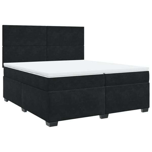 vidaXL Κρεβάτι Boxspring με Στρώμα Μαύρο 200x200 εκ. Βελούδινο