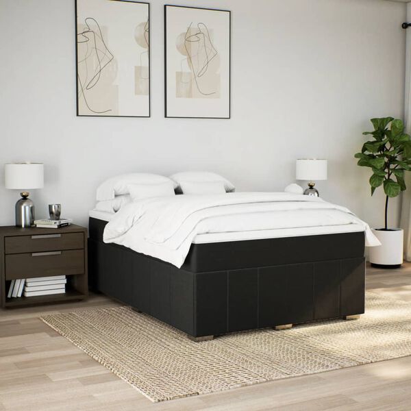 vidaXL &Kappa;&rho;&epsilon;&beta;ά&tau;&iota; Boxspring &mu;&epsilon; &Sigma;&tau;&rho;ώ&mu;&alpha; &Mu;&alpha;ύ&rho;&omicron; 140x190 &epsilon;&kappa;. &Upsilon;&phi;&alpha;&sigma;&mu;ά&tau;&iota;&nu;&omicron;