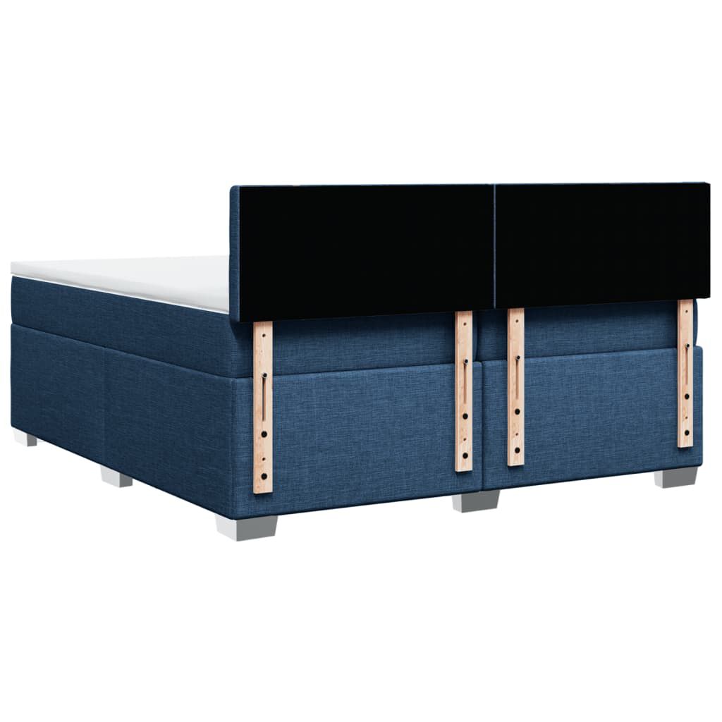 vidaXL Κρεβάτι Boxspring με Στρώμα Μπλε 200x200 εκ. Υφασμάτινο
