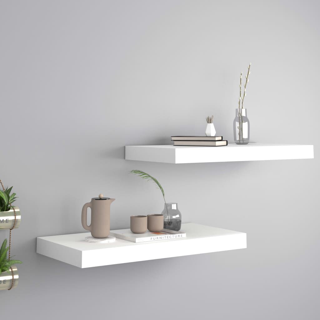 vidaXL Ράφια Τοίχου 2 τεμ. Άσπρα 50x23x3,8 εκ. MDF
