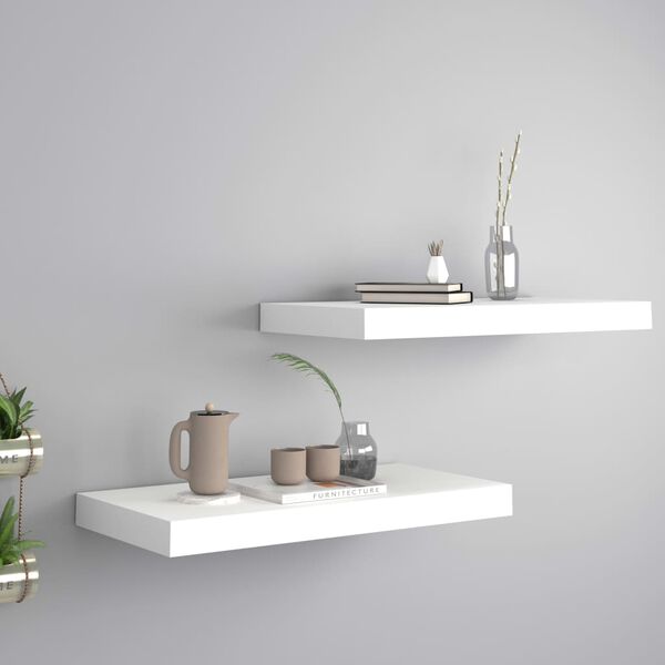 vidaXL Ράφια Τοίχου 2 τεμ. Άσπρα 50x23x3,8 εκ. MDF