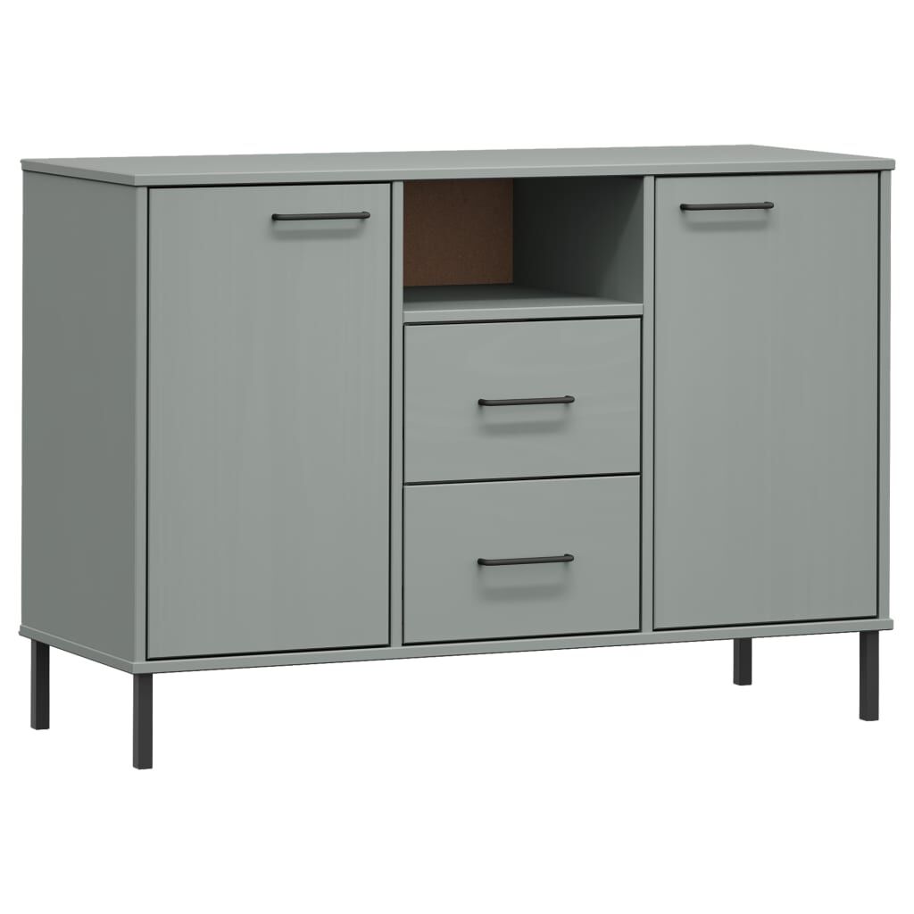 vidaXL Ντουλάπι OSLO Γκρι 113x40x77 εκ. Μασίφ Ξύλο με Μετ. Πόδια