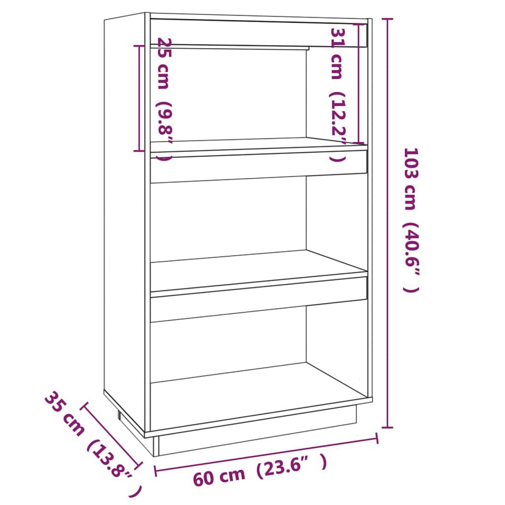 vidaXL Βιβλιοθήκη/Διαχωριστικό Χώρου 60x35x103 εκ. Μασίφ Ξύλο Πεύκου