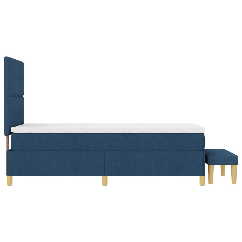 vidaXL Κρεβάτι Box Spring με Στρώμα & Πάγκο Μπλε 90x190 εκ. Υφάσματος