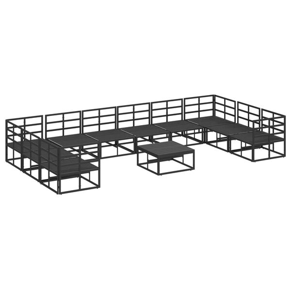 vidaXL Σετ Καναπέ Κήπου 11 pcs Μαύρο 70 x 70 x 32 εκ Αλουμίνιο
