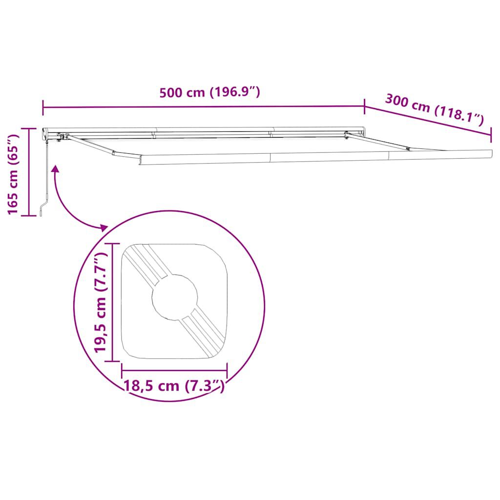 vidaXL Τέντα Πτυσσόμενη Κίτρινη / Λευκή 5 x 3 μ. Ύφασμα και Αλουμίνιο