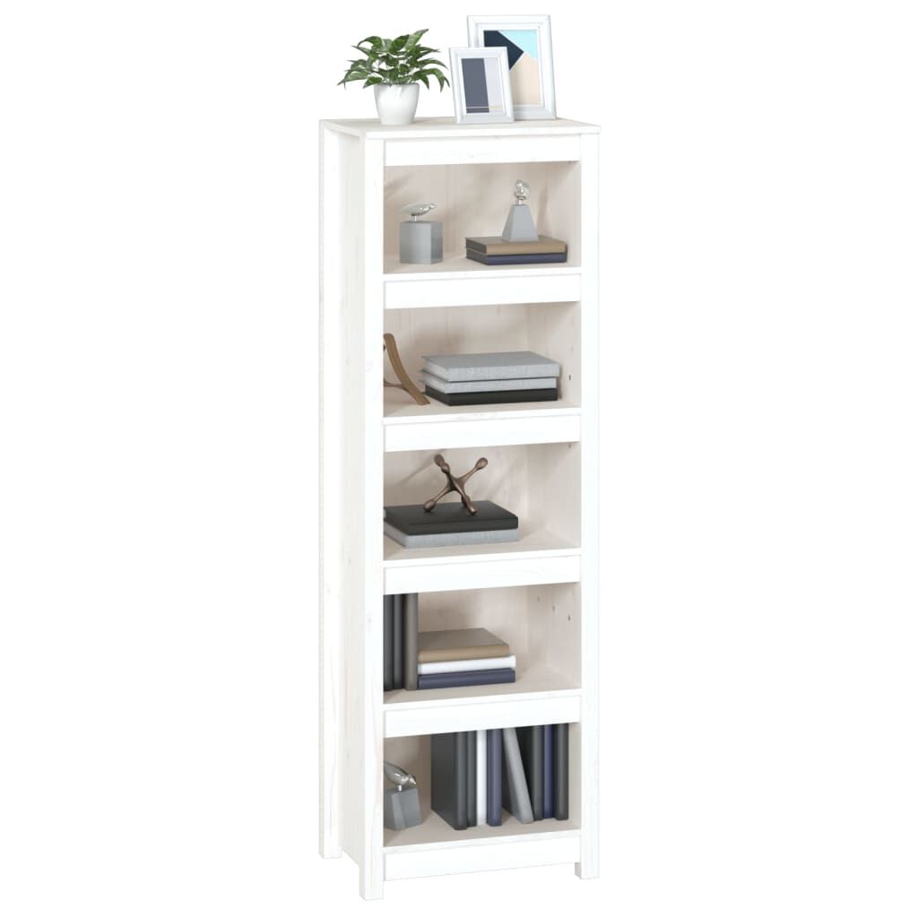 vidaXL Βιβλιοθήκη Λευκή 50 x 35 x 154 εκ. από Μασίφ Ξύλο Πεύκου