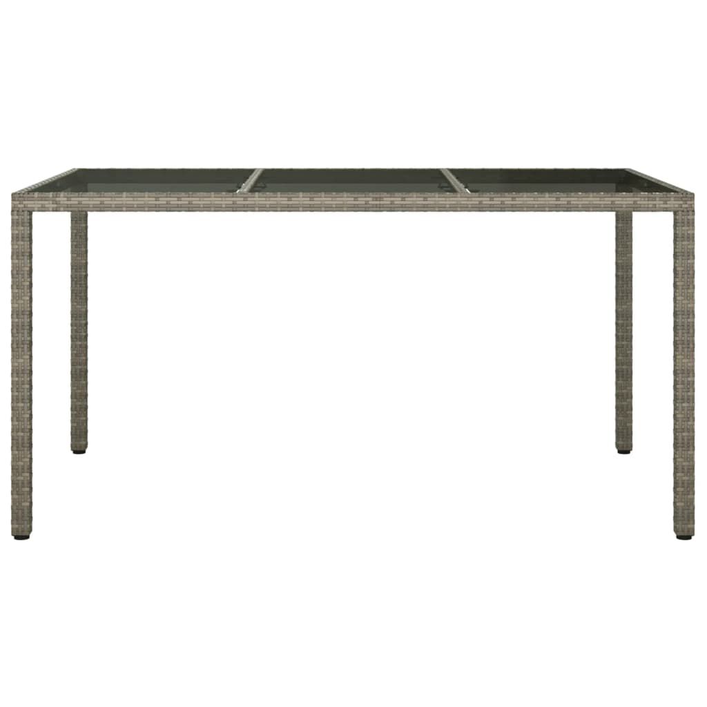vidaXL Τραπέζι Κήπου Γκρι 150x90x75 εκ. Συνθετικό Ρατάν/Ψημένο Γυαλί