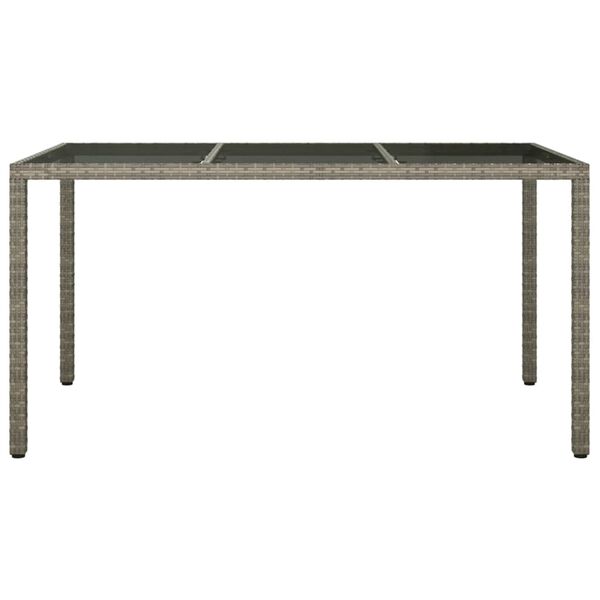 vidaXL Τραπέζι Κήπου Γκρι 150x90x75 εκ. Συνθετικό Ρατάν/Ψημένο Γυαλί