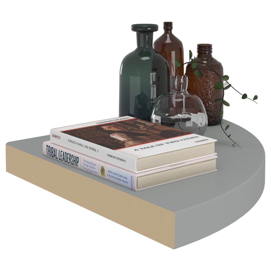 vidaXL Ράφια Τοίχου Γωνιακά 4 τεμ. Γκρι 35x35x3,8 εκ. MDF