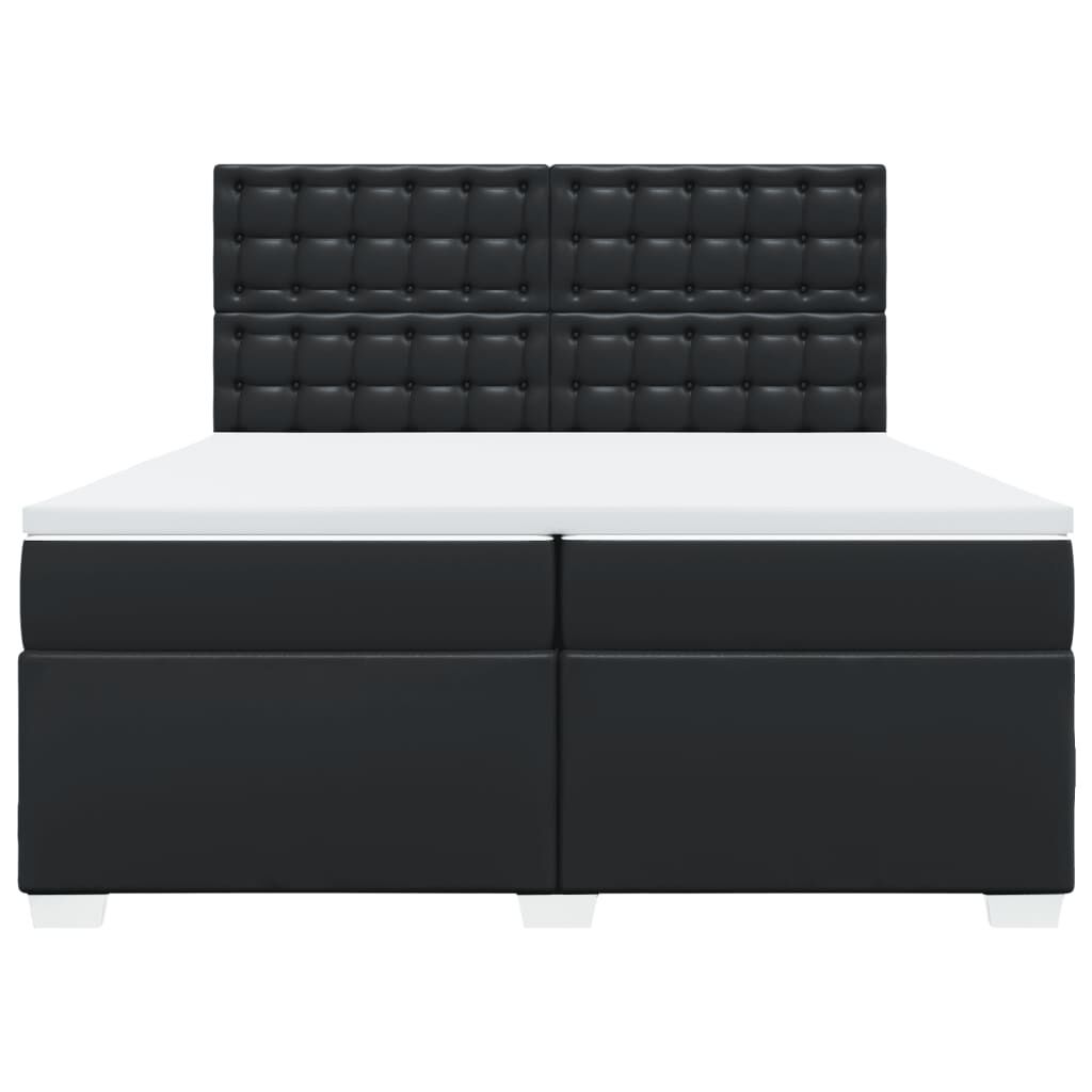 vidaXL Κρεβάτι Boxspring με Στρώμα Μαύρο 200x200 εκ. Συνθετικό Δέρμα