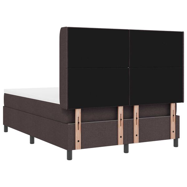 VidaXL Κρεβάτι Box Spring με Στρώμα & LED Καφέ Σκούρο 140x190 εκ. Υφασμάτινο