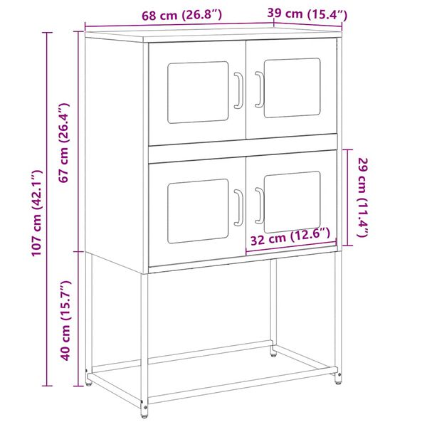 vidaXL Highboard Μαύρο 68x39x107 cm Ατσάλι