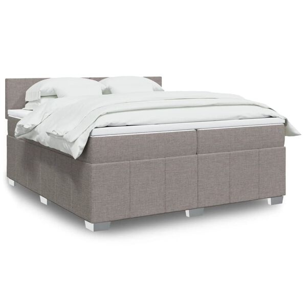 vidaXL &Kappa;&rho;&epsilon;&beta;ά&tau;&iota; Boxspring &mu;&epsilon; &Sigma;&tau;&rho;ώ&mu;&alpha; Taupe 200x200 &epsilon;&kappa;. &Upsilon;&phi;&alpha;&sigma;&mu;ά&tau;&iota;&nu;&omicron;