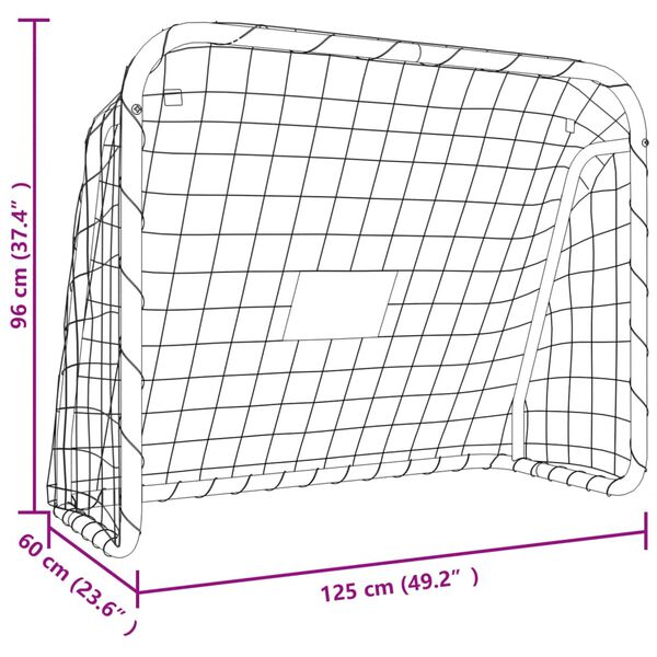vidaXL Τέρμα Ποδοσφαίρου με Δίχτυ Λευκό 125x96x60εκ Ατσάλι/Πολυεστέρας
