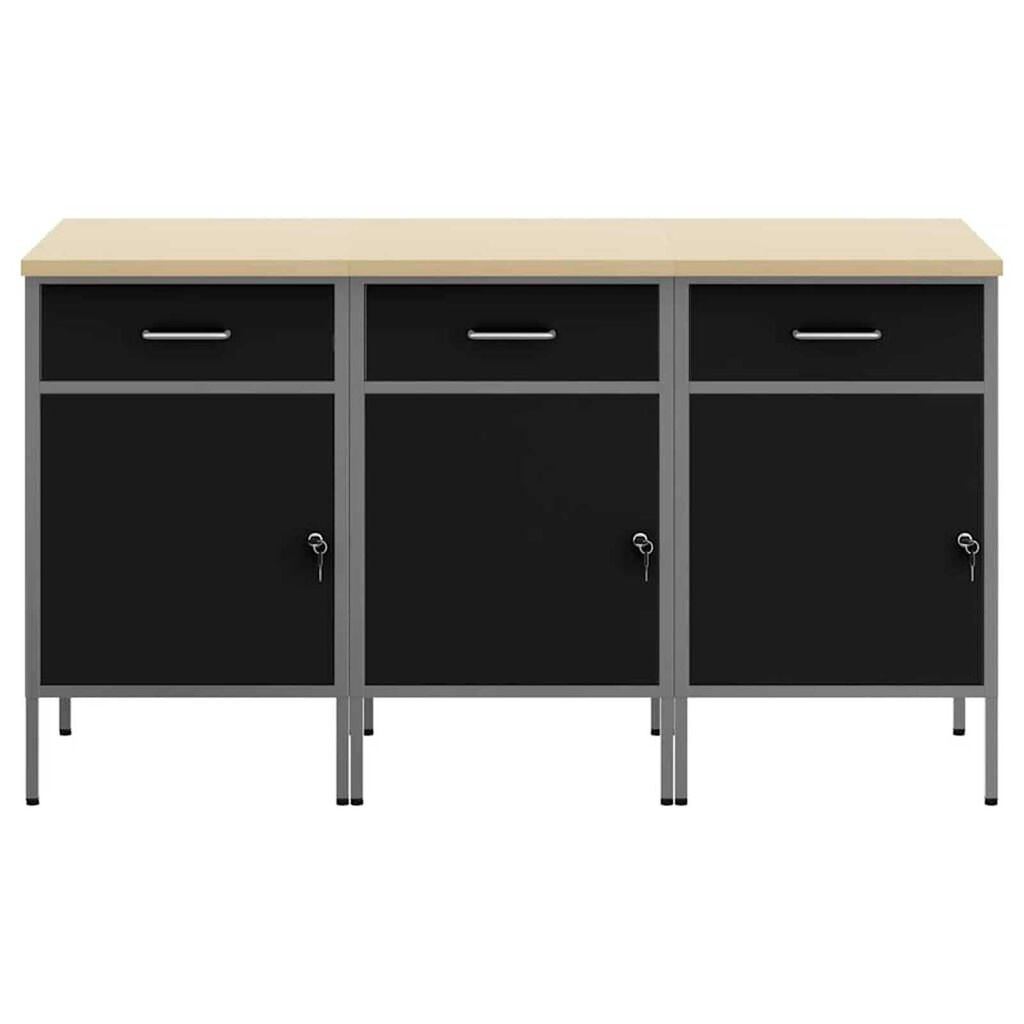 vidaXL Ντουλάπα Εργασίας 3 pcs Μαύρο και Γκρι 150 x 55 x 85 εκ