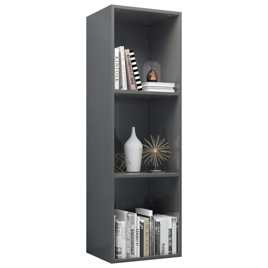 vidaXL Βιβλιοθήκη/Έπιπλο TV Γυαλιστερό Γκρι 36x30x114 εκ. Επεξ. Ξύλο