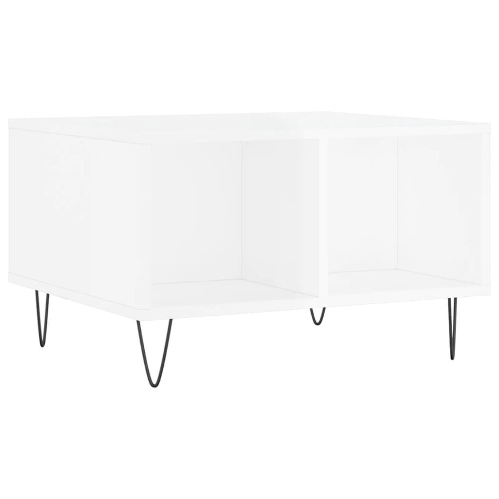 vidaXL Τραπεζάκι Σαλονιού Γυαλ. Λευκό 60x50x36,5 εκ. Επεξεργ. Ξύλο