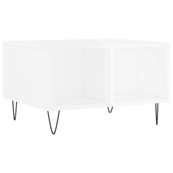 vidaXL Τραπεζάκι Σαλονιού Γυαλ. Λευκό 60x50x36,5 εκ. Επεξεργ. Ξύλο