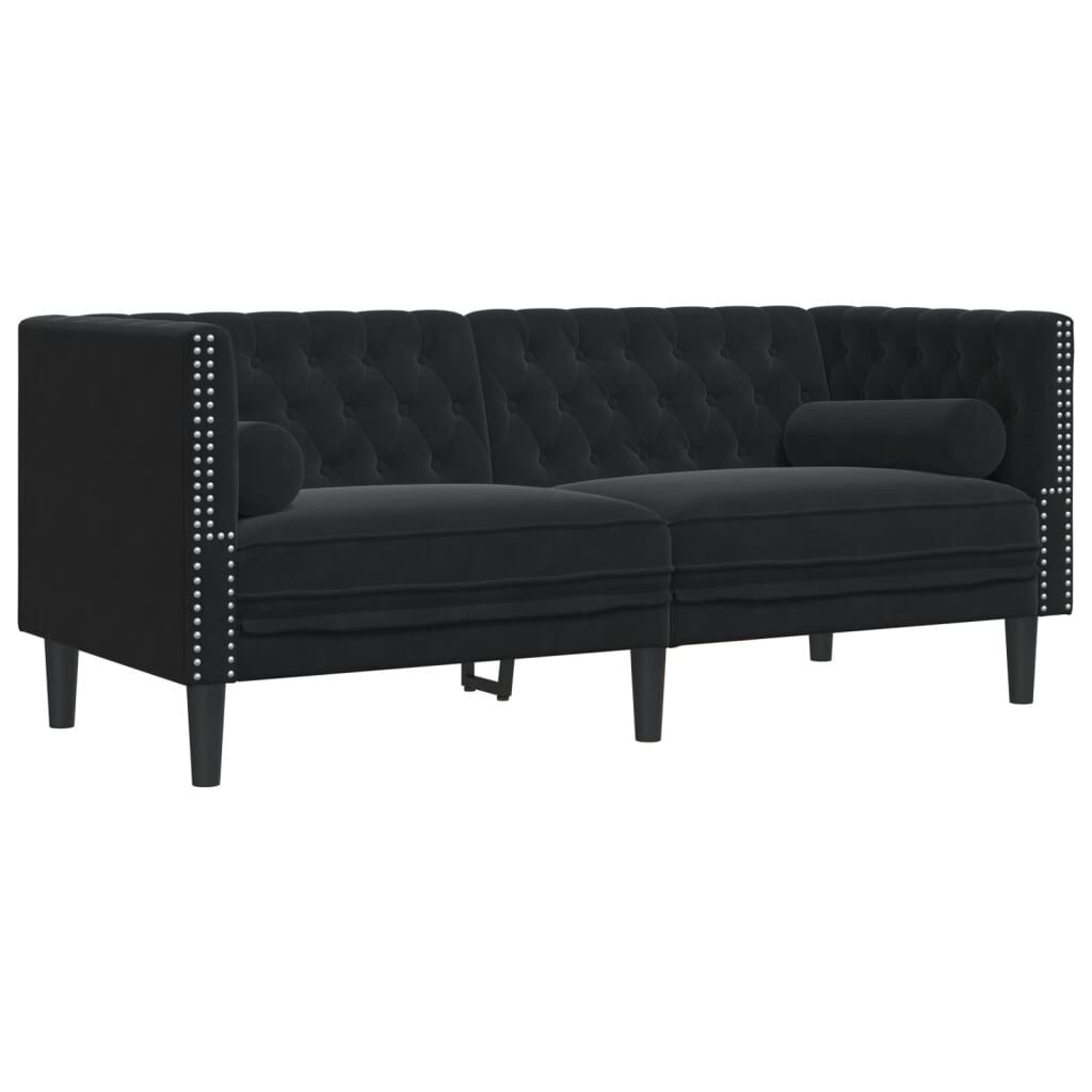 vidaXL Καναπές Διθέσιος Chesterfield με Στηρίγματα Μαύρο Βελούδο