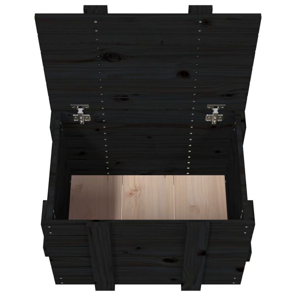 vidaXL Κουτί Αποθήκευσης Μαύρα 58x40,5x42 εκ. Μασίφ Ξύλο Πεύκου