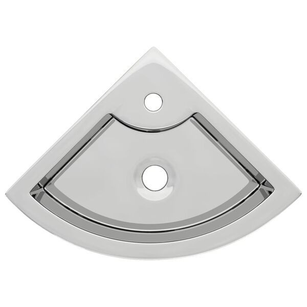 vidaXL Νιπτήρας με Οπή Υπερχείλισης Ασημί 45 x 32 x 12,5 εκ. Κεραμικός