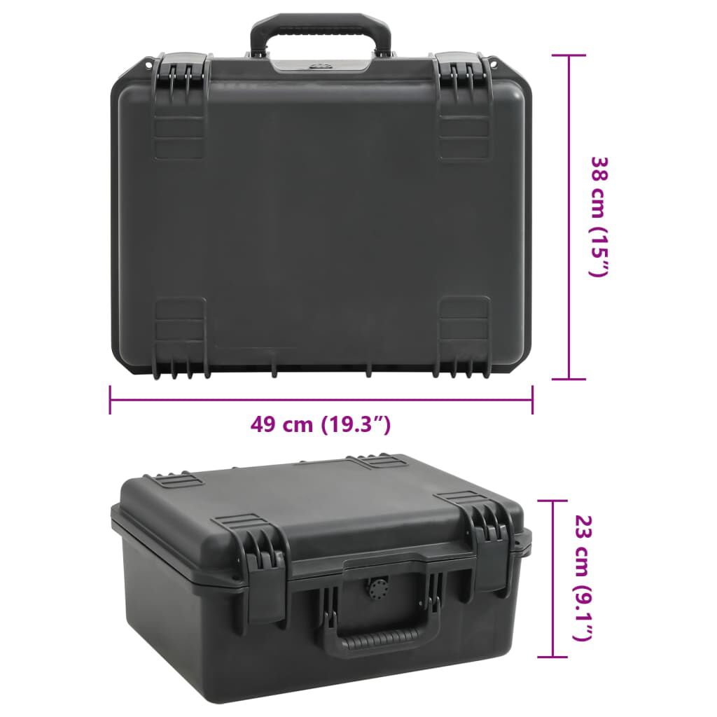 vidaXL Θήκη Πτήσης Φορητή Μαύρη 49x38x23 εκ. από Πολυπροπυλένιο