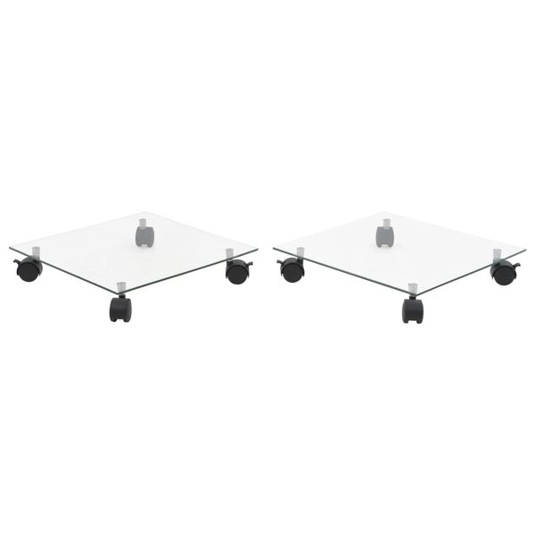 vidaXL Βάσεις Φυτών με Ρόδες 2 τεμ. Τετράγωνες 35x35 εκ. Ψημένο Γυαλί