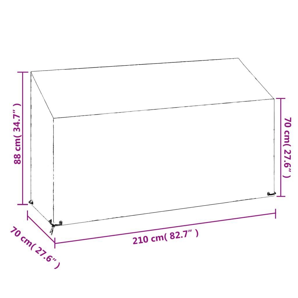vidaXL Καλύμματα Πάγκου με 12 Κρίκους 2 τεμ. 210x70x70/88 εκ. Πολυαιθ.