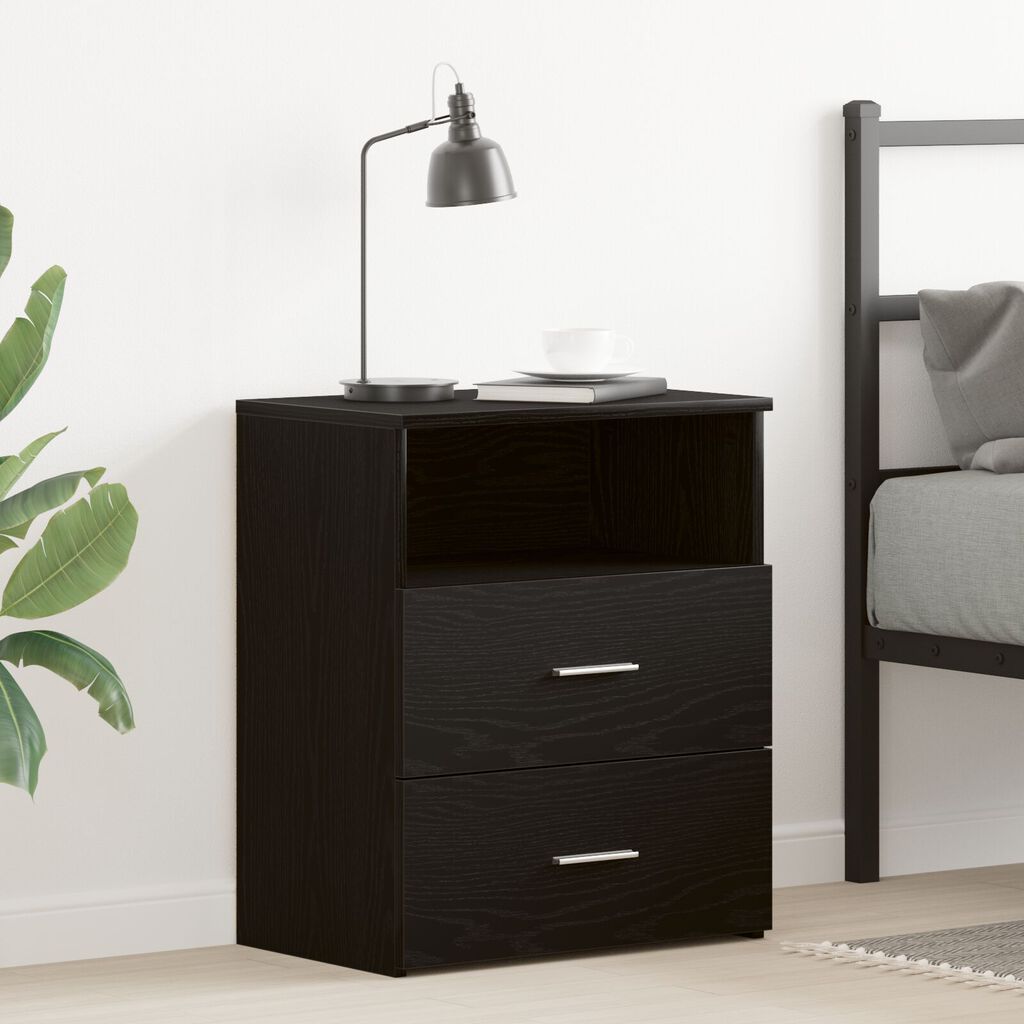 vidaXL Κομοδίνο Μαύρο Δρυς 50x32x60εκ Επεξεργασμένο Ξύλο