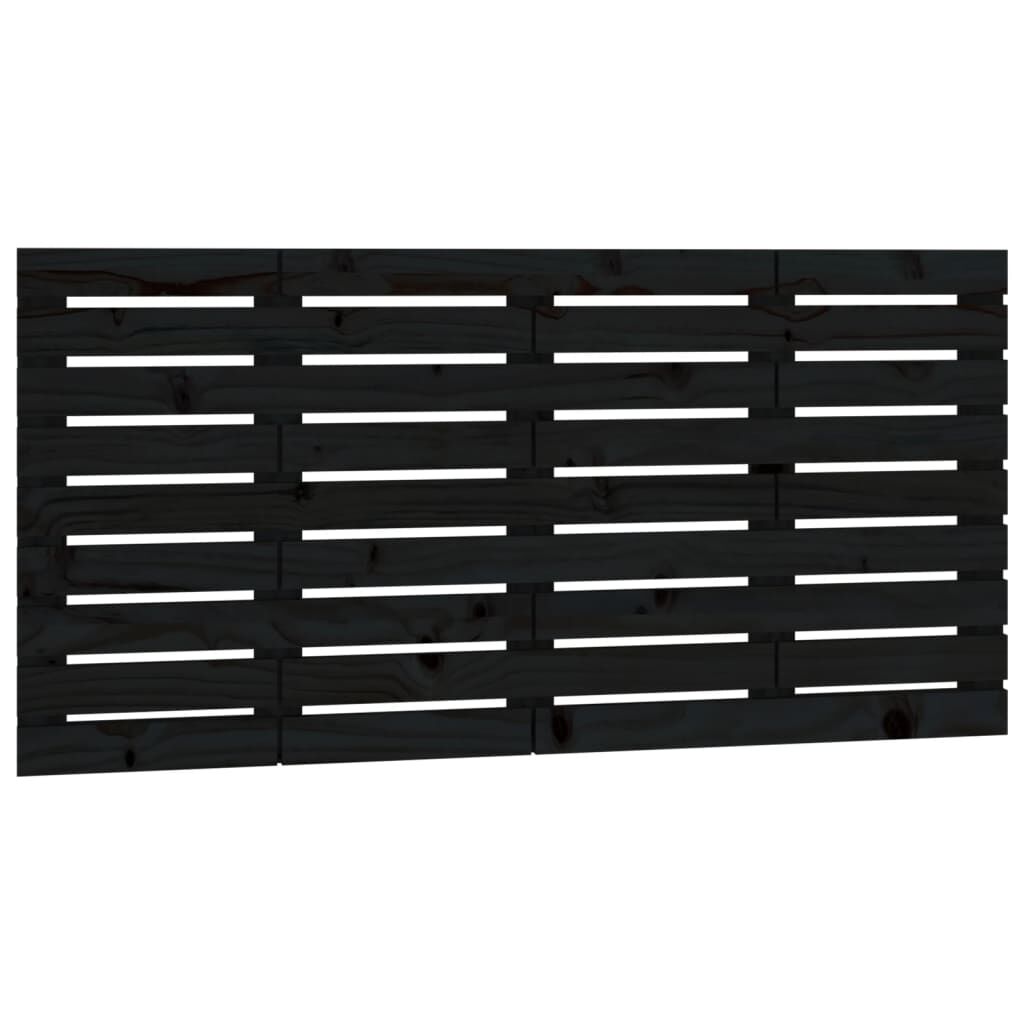 vidaXL Κεφαλάρι Τοίχου Μαύρο 156x3x63 εκ. από Μασίφ Ξύλο Πεύκου
