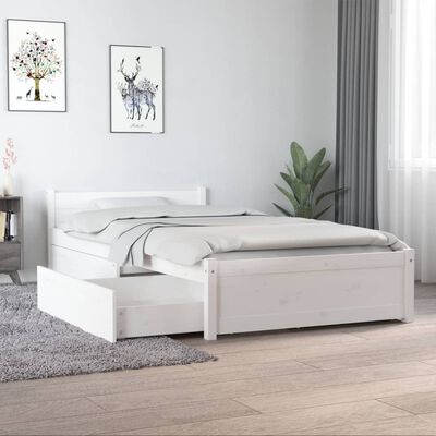 vidaXL Πλαίσιο Κρεβατιού με Συρτάρια Λευκό 90 x 190 εκ Single