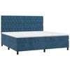 vidaXL Κρεβάτι Boxspring με Στρώμα & LED Σκ. Μπλε 200x200εκ. Βελούδινο